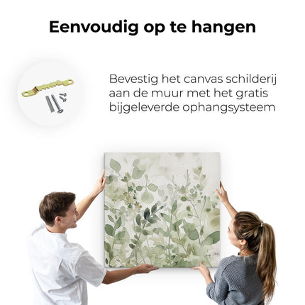 Canvas schilderij ophangen Aquarelkunstwerk van Groene Bladeren