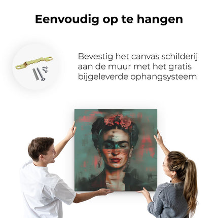 Canvas schilderij ophangen Portret van Frida Kahlo