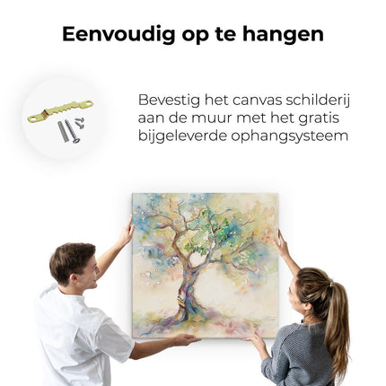 Canvas schilderij ophangen Aquarelkunstwerk van een Boom
