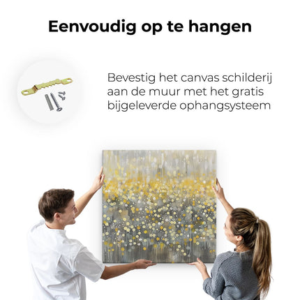 Canvas schilderij ophangen Abstract Kunstwerk van Gele Stippen in de Regen