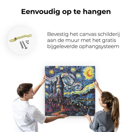 Canvas schilderij ophangen Harry Potter Sterrennacht Kunstwerk