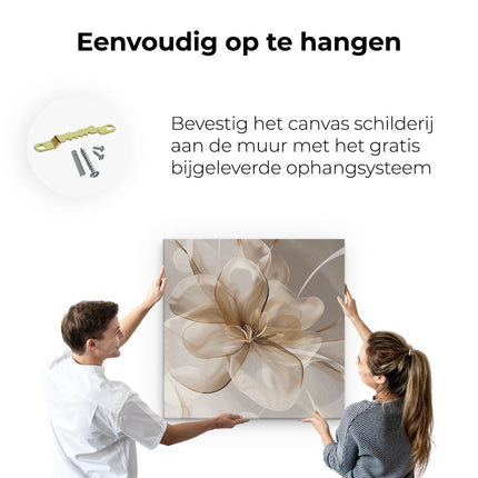 Canvas schilderij ophangen Bloem met een Beige Achtergrond