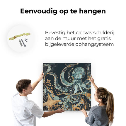 Canvas schilderij ophangen Octopus in de Zee