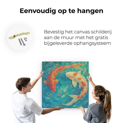 Canvas schilderij ophangen Twee Koivissen in een Vijver
