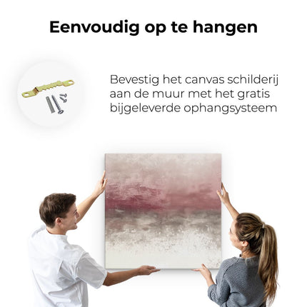 Canvas schilderij ophangen Het Afbeelding is een Roze en Grijs Abstract Kunstwerk