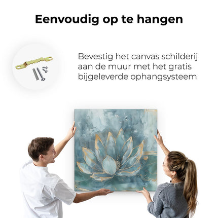 Canvas schilderij ophangen Aquarelkunstwerk van een Lotusbloem