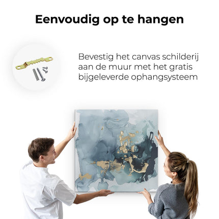 Canvas schilderij ophangen Abstract Kunstwerk van Blauw en Goud