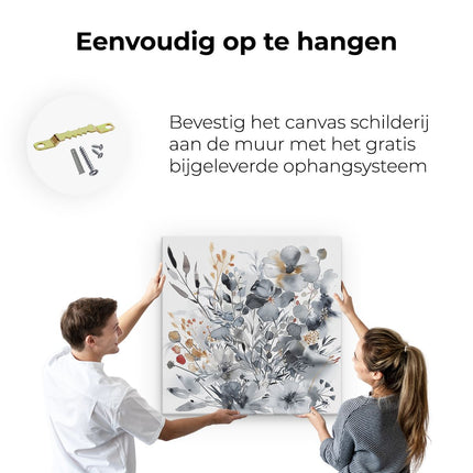 Canvas schilderij ophangen Aquarelkunstwerk van Bloemen op een Witte Achtergrond