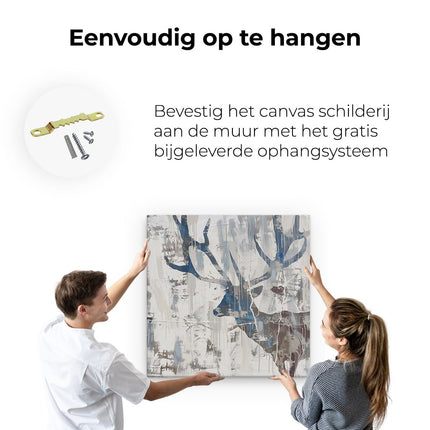 Canvas schilderij ophangen Kunstwerk van een Hert met Gewei