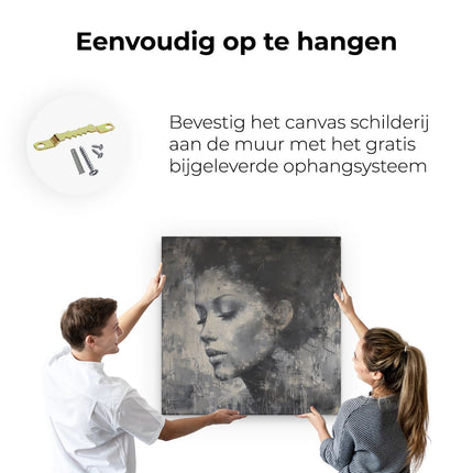Canvas schilderij ophangen Portret van een Vrouw met haar Ogen Dicht