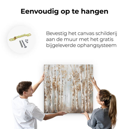 Canvas schilderij ophangen Kunstwerk van een Berkenbos