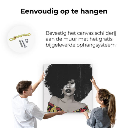 Canvas schilderij ophangen Afrikaanse Vrouw met een Afro