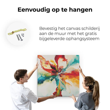 Canvas schilderij ophangen Abstract Kunstwerk van een Kleurrijke Bloem