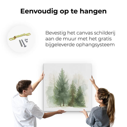 Canvas schilderij ophangen Aquarelkunstwerk van Drie Pijnbomen