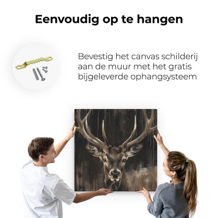 Canvas schilderij ophangen Herten met Gewei