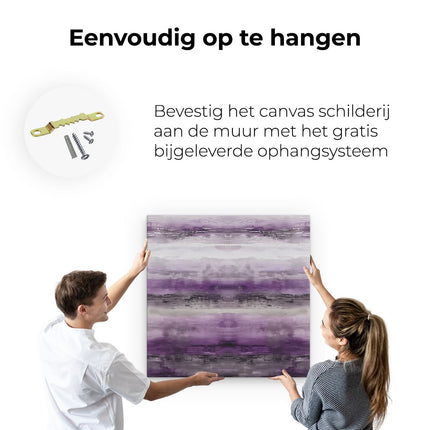 Canvas schilderij ophangen Paars Abstract Kunstwerk op een Witte Achtergrond