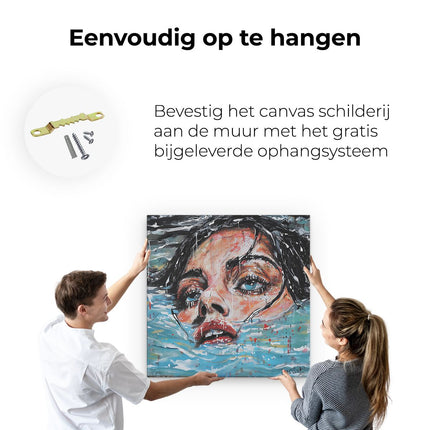 Canvas schilderij ophangen Kunstwerk van een Vrouw in het Water