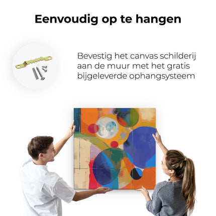 Canvas schilderij ophangen Abstract Kunstwerk met Kleurrijke Cirkels