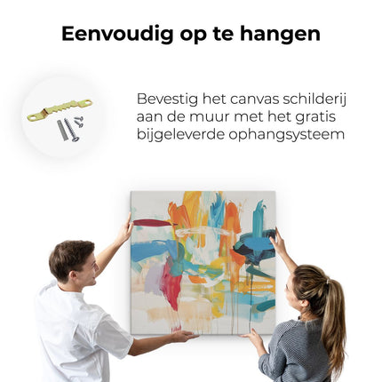 Canvas schilderij ophangen Abstract Kunstwerk met Heldere Kleuren
