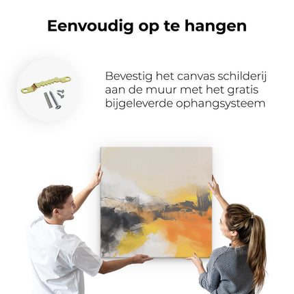 Canvas schilderij ophangen Abstract Kunstwerk van Geel, Zwart en Wit