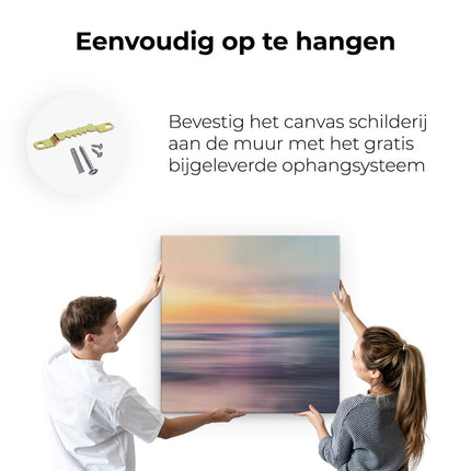 Canvas schilderij ophangen Wazig Beeld van de Oceaan bij Zonsondergang
