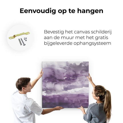 Canvas schilderij ophangen Paars en Wit Aquarelkunstwerk