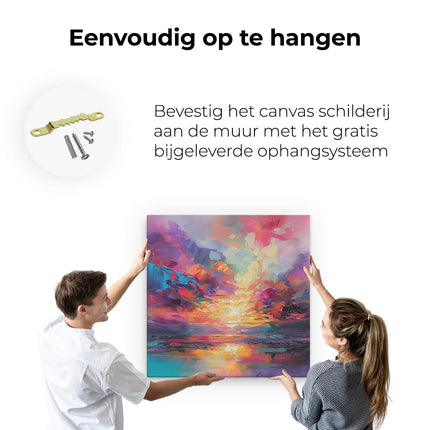 Canvas schilderij ophangen Abstract Kunstwerk van een Kleurrijke Zonsondergang