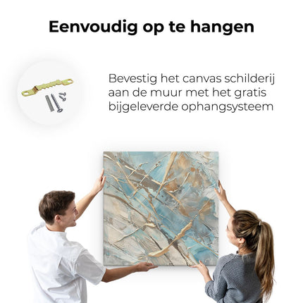Canvas schilderij ophangen Abstract Kunstwerk in Blauw en Goud