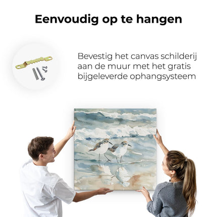 Canvas schilderij ophangen Twee Strandlopers op het Strand