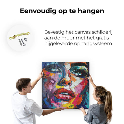Canvas schilderij ophangen Abstract Kunstwerk van het Gezicht van een Vrouw