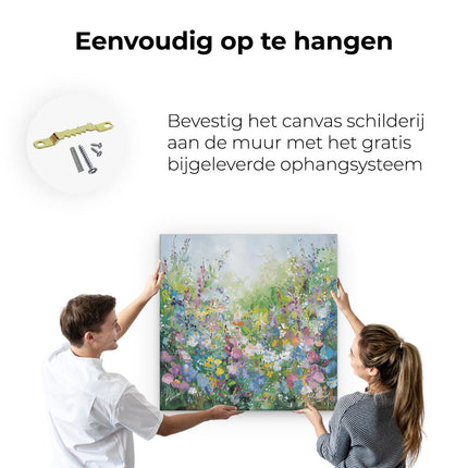 Canvas schilderij ophangen Kunstwerk van Bloemen in een Tuin