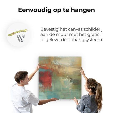 Canvas schilderij ophangen Abstract Kunstwerk met Rode, Groene en Blauwe Kleuren