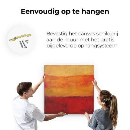 Canvas schilderij ophangen Abstract Kunstwerk met Rode en Gele Kleuren