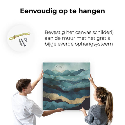 Canvas schilderij ophangen Aquarelkunstwerk van Bergen