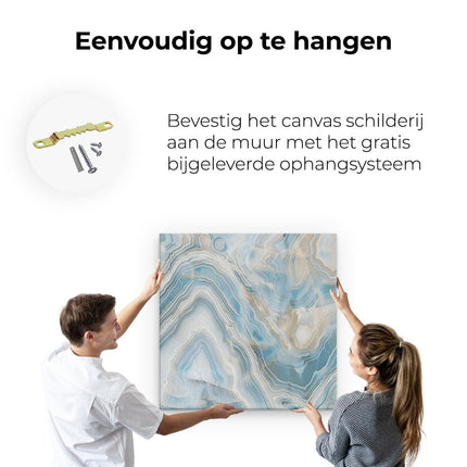 Canvas schilderij ophangen Blauw en Bruin Marmeren Patroon