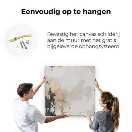 Canvas schilderij ophangen Abstract Kunstwerk met Goud en Zwarte Verf