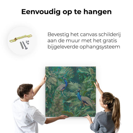 Canvas schilderij ophangen Twee Pauwen in de Jungle