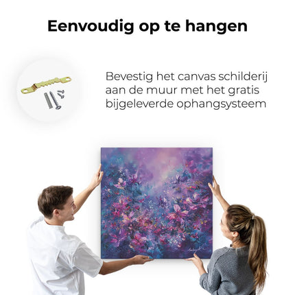 Canvas schilderij ophangen Paarse en Roze Bloemen in de Lucht
