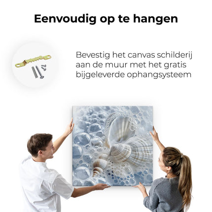 Canvas schilderij ophangen Schelpen en Bubbels