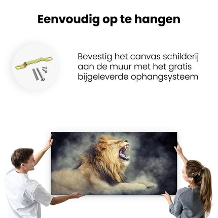 Canvas schilderij ophangen Brullende Leeuw