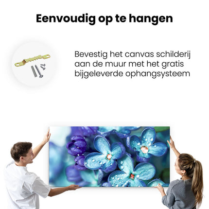 Canvas schilderij ophangen Blauwe Lila Bloemen - Seringen