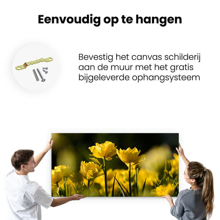 Canvas schilderij ophangen Gele Tulpen - Bloemen