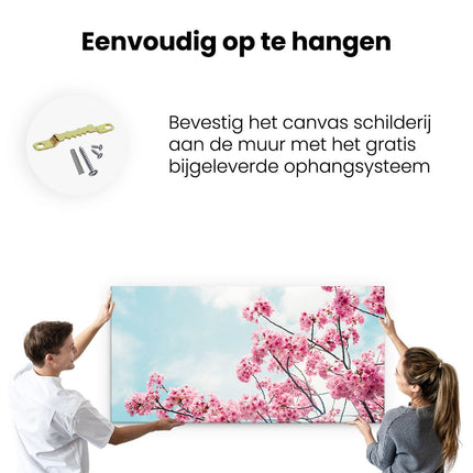 Canvas schilderij ophangen Roze Bloesemboom - Bloemen