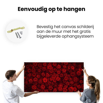 Canvas schilderij ophangen Rode Rozen Achtergrond