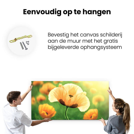 Canvas schilderij ophangen Oranje Klaproos Bloemen 