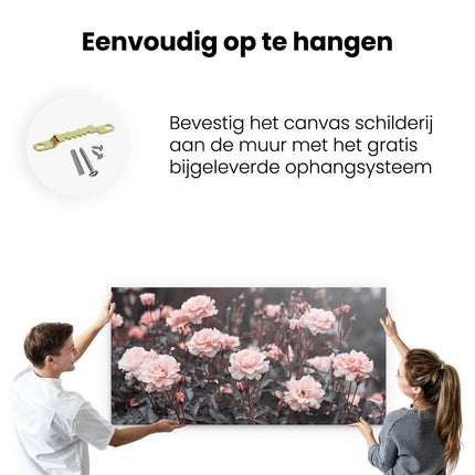 Canvas schilderij ophangen Roze Rozen Bloemen 