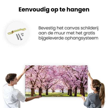 Canvas schilderij ophangen Roze Bloesembomen Park - Bloemen