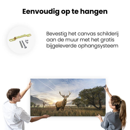 Canvas schilderij ophangen Hert In Het Landschap