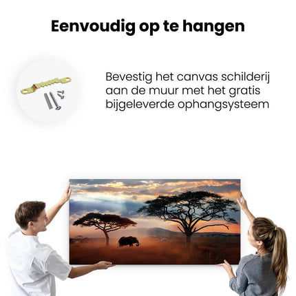 Canvas schilderij ophangen Olifant In Het Wild - Savanne