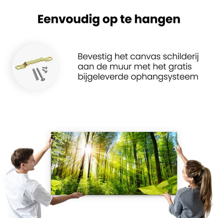 Canvas schilderij ophangen Weg Omringd Met Bomen In Het Bos